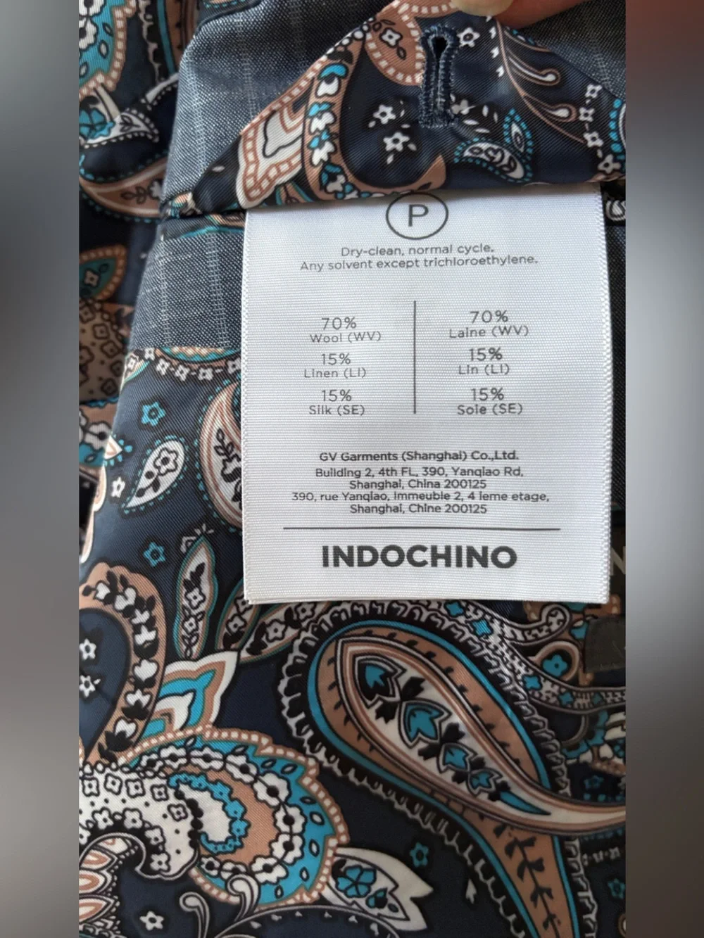 Indochino Made For You 42R Gray Pinstripe Wool Linen Silk Blazer Paisley Lined